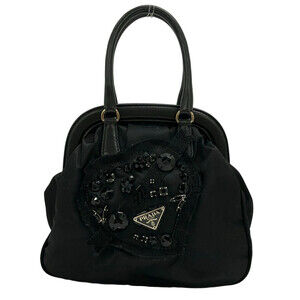 Prada Evening Heart Black Nylon Handbag #347077P71B